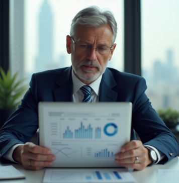 Prévisions hausse argent 2025 : analyse tendances financières Analyste financier en bureau avec rapport sur l'argent