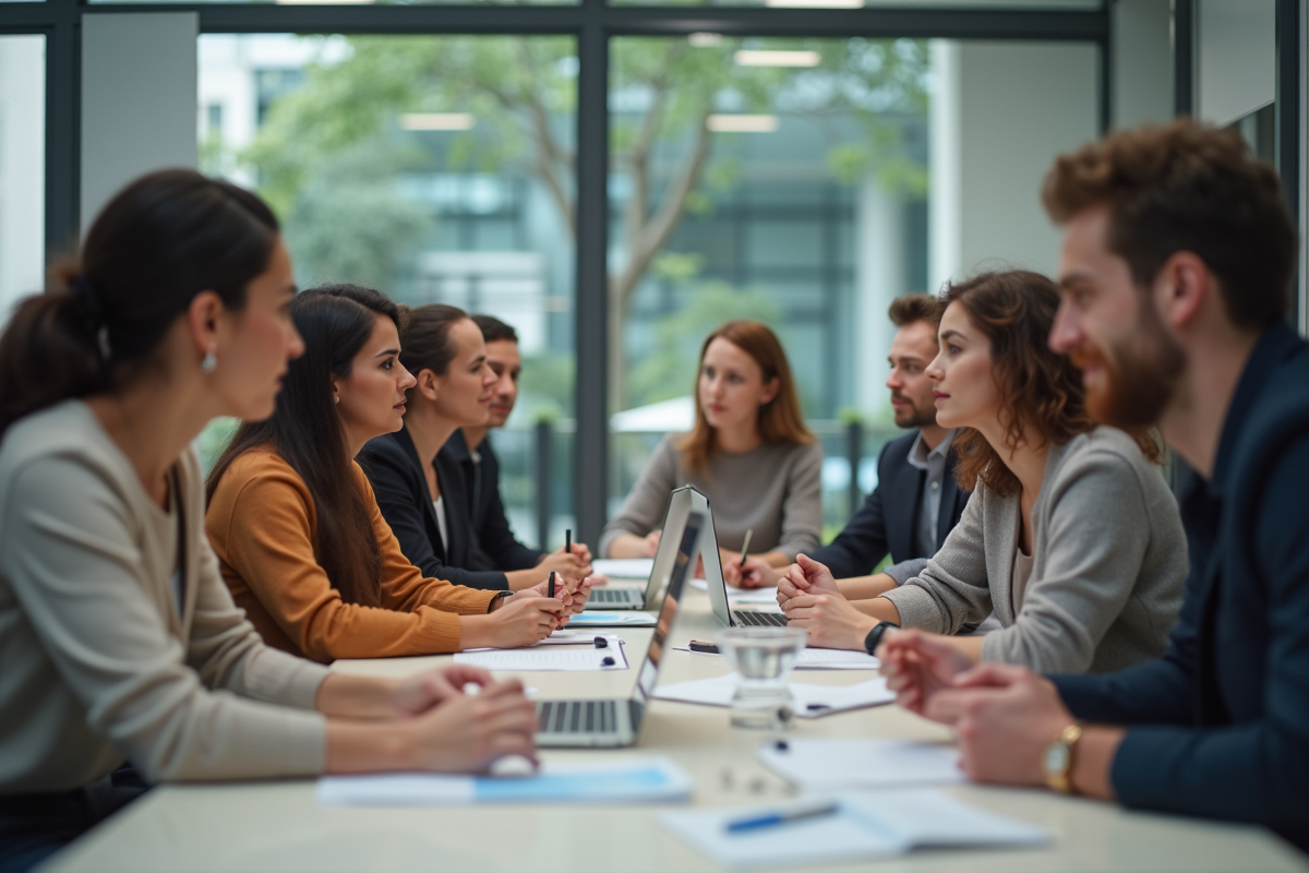 Groupe d adultes en atelier de soutien scolaire