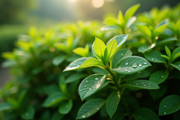 buisson-japonais-vert-jour Buisson japonais vert sous lumière naturelle en matinée