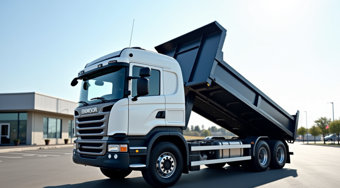 Camion benne 3 5 tonnes stationne sur le lot