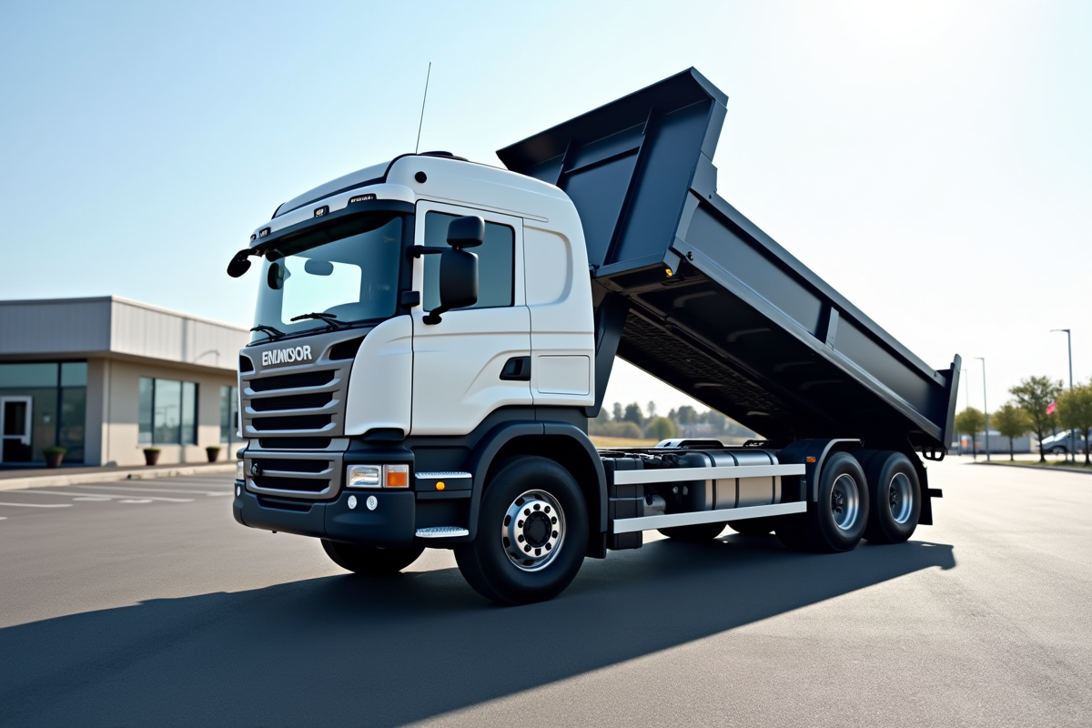 Camion benne 3 5 tonnes stationne sur le lot