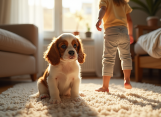 Adopter un cavalier King Charles nain : ce qu’il faut savoir Petit chiot cavalier king charles sur tapis lumineux