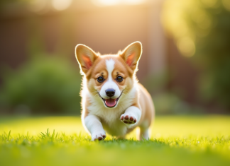 Élever un chiot de corgi : le bon compromis entre activité et repos Chiot corgi courant dans un jardin ensoleille