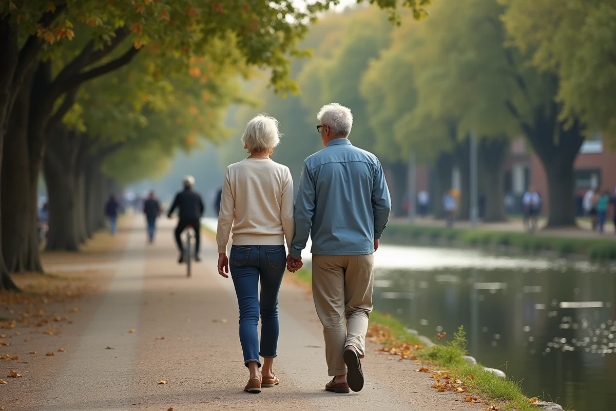 Couple se promenant le long du Canal du Midi à Toulouse, balade slow et reconnexion à la nature en ville