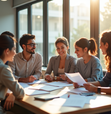 Enseignants : défis et difficultés du monde éducatif d’aujourd’hui Groupe d'enseignants divers en réunion dans une salle moderne