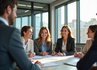 L’importance du comité d’entreprise chez Loxam Groupe d'employes en réunion de travail en bureau moderne