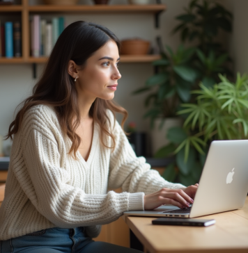 Vie privée : importance et enjeux dans notre société connectée aujourd’hui Jeune femme pensant dans son appartement cosy