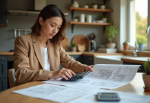 Calcul estimation maison : ma méthode précise en 7 étapes clés Femme analysant plans de maison dans une cuisine lumineuse