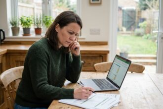 Femme consultant des options de financement pour des travaux de rénovation éco-responsables