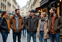 Groupe d'immigrants divers à Paris souriant ensemble