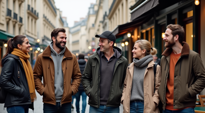 Groupe d'immigrants divers à Paris souriant ensemble