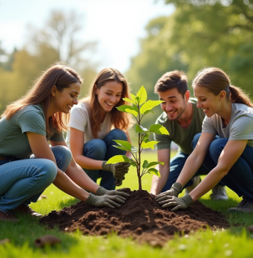 Règles environnement : pourquoi les respecter et comment ? Groupe de personnes plantant des jeunes arbres dans un parc