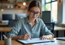 UX et UI : tout savoir sur la conception ergonomique des interfaces Jeune femme en train de dessiner des wireframes sur une tablette numérique