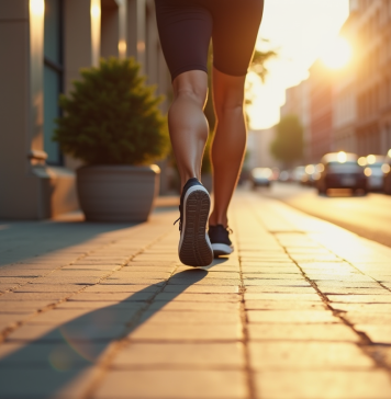 12 000 pas par jour : quelle distance parcourt-on vraiment en kilomètres ? Personne marchant rapidement en ville avec tracker fitness