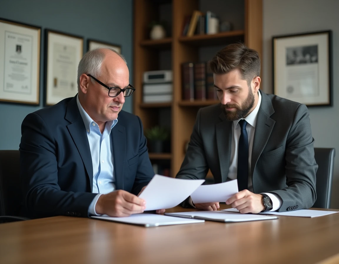 Arnaud Roussel et Romain Vandeville, deux avocats aux profils complémentaires, collaborant sur un dossier juridique