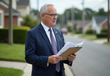 Zonage aux États-Unis : définition, enjeux et usages éventuels Homme en costume bleu examine une carte de zonage en extérieur